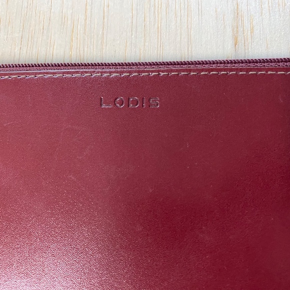 LODIS Red Leather RFID Double Pouch • Zip Close • Wallet - Picture 2 of 9